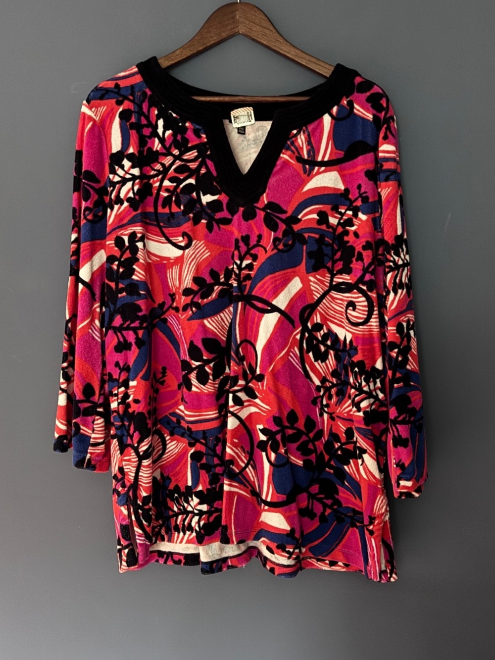 Talbots French Terry Cloth Tunic in bold print Size 3XP in EUC